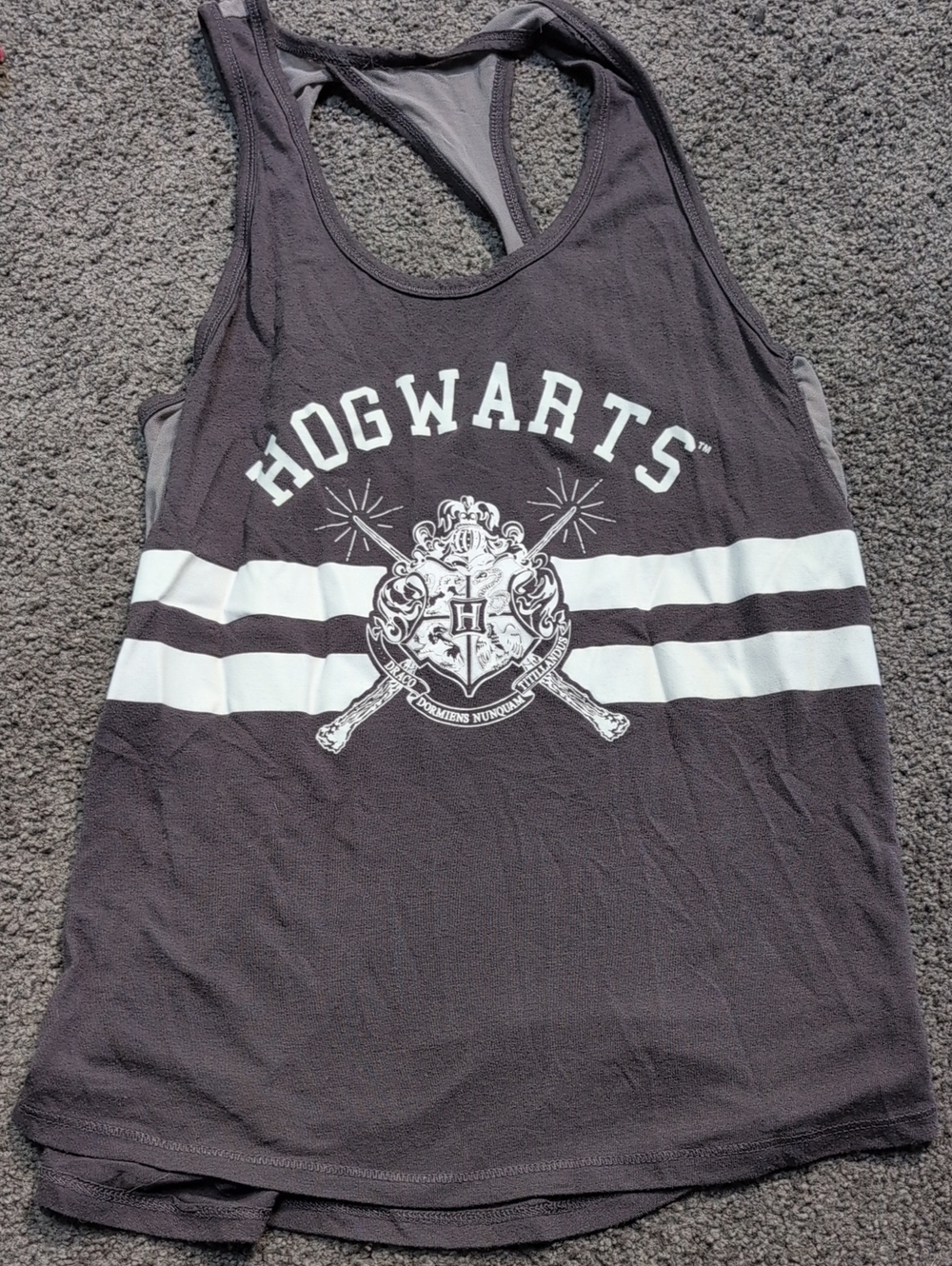 Warner Bros. Hogwarts Dark Gray and White Tank Top